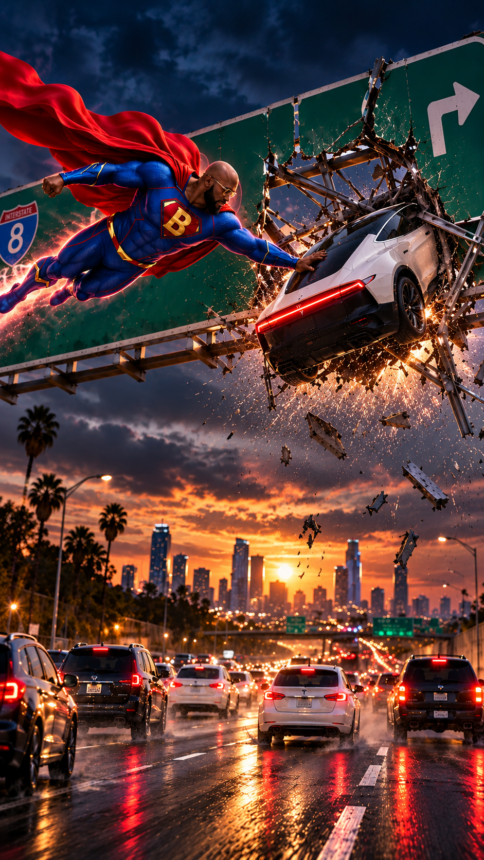 Accident Superhero — Flying Tesla Rescue